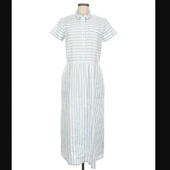 Poetry linen and cotton striped midi shirt dress, US Size 6 (UK10) - Picture 4 of 6